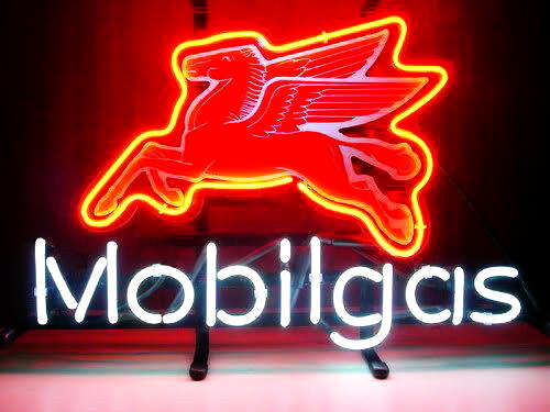 Mobil Gas Oil Neon Sign